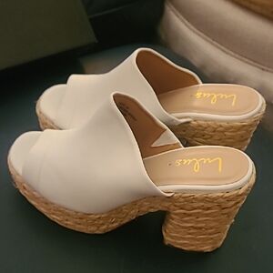 Lulu's Cream Espadrille Wedge Mules
